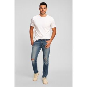 Rag Bone Mens Fit 1 Standard Whiskering Skinny Leg Jeans Blue Distressed Size 31